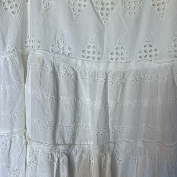 Free People Prairie White Tiered Cotton Eyelet Skirt Size Small - Picture 4 of 9